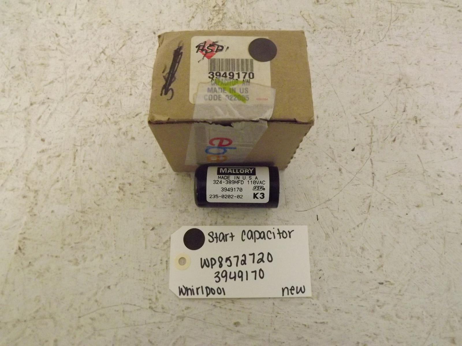 Whirlpool Washer WP8572720 3949170 Start Capacitor New Whirlpool Washer WP8572720 3949170 Start Capacitor New